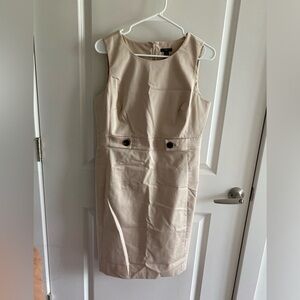 Ann Taylor White Sleeveless Sheath Dress